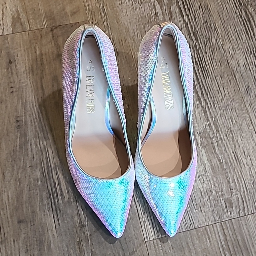 DREAM PAIRS Sparkly Stiletto Sequin Pumps Size 6 - Picture 7 of 10